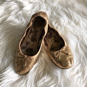 Sam Edelman gold glitter flats